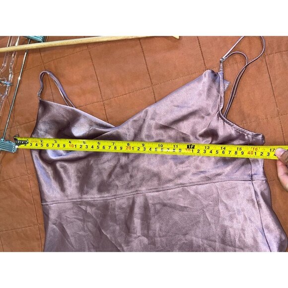Victoria Secret Mauve Satin Slip Cowl Neck Spaghetti Straps Women's Dress Size L - Picture 5 of 7